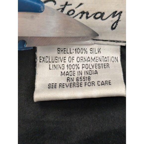 Vintage Sténay Black Beaded Silk Evening Jacket sz S Wedding Formal Matron - Picture 8 of 9